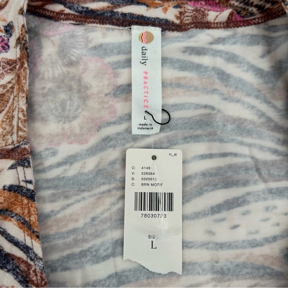 NWT Anthropologie Daily Practice Short Ruched Dress in Brown Motif Size Large - Picture 9 of 11